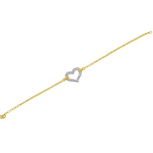Load image into Gallery viewer, 10K Two Tone Gold 1/4 Cttw Diamond Encrusted Heart Charm 7" Bracelet (H-I Color, I1-I2 Clarity)
