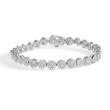 Load image into Gallery viewer, 14K White Gold 2.00 Cttw Diamond Halo Link Tennis Bracelet (H-I Color, I1-I2 Clarity) - 7" Inches