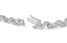 Load image into Gallery viewer, 10K White Gold 2.00 Cttw Round-Cut and Baguette-Cut Diamond Floral Design Swirl Link 7" Bracelet (I-J Color, I1-I2 Clarity)