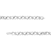 Load image into Gallery viewer, .925 Sterling Silver 1/3 Cttw Round-Cut Diamond Double Heart Infinity Link 7.25" Bracelet (H-I Color, I3 Clarity)