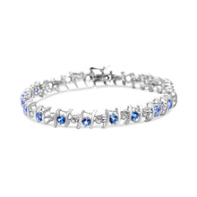 Load image into Gallery viewer, .925 Sterling Silver, Lab-Grown Gemstone and 4 Cttw Round Diamond Tennis Bracelet (H-I Color, I1-I2 Clarity) - Created Blue Sapphire, September Birthstone