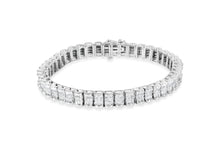 将图片加载到图库查看器,14K White Gold 5.00 Cttw Invisible Set Princess-Cut Diamond Belt and Buckle Tennis 7" Bracelet (H-I Color, SI1-SI2 Clarity)