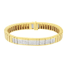 将图片加载到图库查看器,14K Yellow Gold 3 5/8 cttw Invisible Set Princess-Cut Diamond ID Tennis Bracelet (I-J Color, SI1-SI2 Clarity) - Size 7"