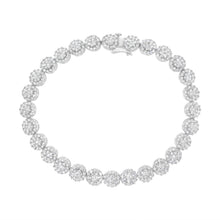 Load image into Gallery viewer, 14K White Gold 3-3/4 Cttw Round-Brilliant Cut Diamond 7-1/4" Round Cluster Links Tennis Bracelet (I-J Color, SI2-I1 Clarity)