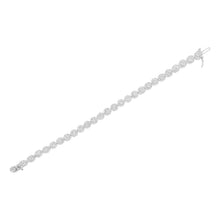 Load image into Gallery viewer, 14K White Gold 3-3/4 Cttw Round-Brilliant Cut Diamond 7-1/4" Round Cluster Links Tennis Bracelet (I-J Color, SI2-I1 Clarity)