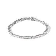 Load image into Gallery viewer, 14K White Gold 1-1/2 Cttw Round Brilliant-Cut & Baguette Cut Diamond Bezel and Tapered Link 7" Tennis Bracelet (H-I Color, I1-I2 Clarity)