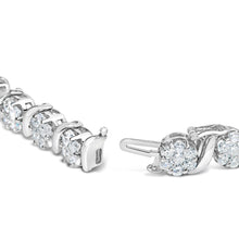 Load image into Gallery viewer, 14K White Gold 7 3/8 Cttw Round Brilliant Diamond Floral Cluster and S Link Bracelet (H-I Color, SI2-I1 Clarity) - 7" Inches