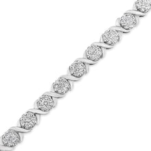 将图片加载到图库查看器,14K White Gold 6-1/3 Cttw Round Brilliant-Cut Diamond Round Cluster & X-Link 7" Tennis Bracelet (I-J Color, SI2-I1 Clarity)