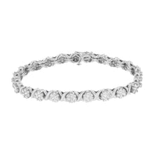 Load image into Gallery viewer, 14K White Gold 4 7/8 Cttw Round Brilliant-Cut Diamond Round Cluster & X-Link 7" Tennis Bracelet (I-J Color, SI2-I1 Clarity)