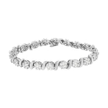 Load image into Gallery viewer, 14K White Gold 5 1/4 cttw Diamond S-Link Floral Cluster Tennis Bracelet (I-J Clarity, SI2-I1 Color) - Size 7"