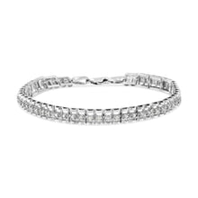 将图片加载到图库查看器,.925 Sterling Silver 1.0 Cttw Rose Cut Diamond Double-Link 7" Tennis Bracelet (I-J Color, I3 Clarity)