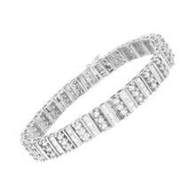 Load image into Gallery viewer, 14K White Gold 4 7/8 cttw Baguette & Round Brilliant-Cut Diamond Channel- & Prong-Set Tennis Bracelet (I-J Color, I1-I2 Clarity) - Size 7.25"