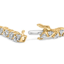 将图片加载到图库查看器,14K Yellow Gold 4.00 Cttw Diamond Triangle Link Tennis Bracelet (H-I Color, I1-I2 Clarity) - 7" Inches