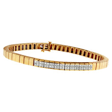 Load image into Gallery viewer, 14K Yellow Gold Princess Cut Diamond Banded Bracelet (1.00 cttw, G-H Color, VS1-VS2 Clarity)