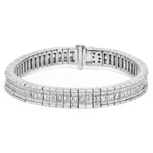 将图片加载到图库查看器,14K White Gold 7 7/8 Cttw Princess and Baguette Diamond Eternity Line Tennis Bracelet (G-H Color, SI1-SI2 Clarity) - 7" Inches