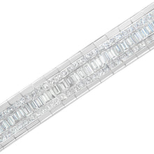 将图片加载到图库查看器,14K White Gold 7 7/8 Cttw Princess and Baguette Diamond Eternity Line Tennis Bracelet (G-H Color, SI1-SI2 Clarity) - 7" Inches