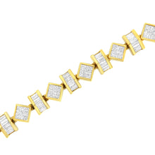 Load image into Gallery viewer, 14K Yellow Gold 7.50 Cttw Princess and Baguette Diamond Geometric Link Bracelet