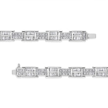 Load image into Gallery viewer, 14K White Gold 10 5/8 Cttw Diamond Panel Link Bracelet - 7" Inches