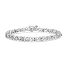 Load image into Gallery viewer, .925 Sterling Silver 1/6 Cttw Miracle Set Diamond Infinity Link and Station Tennis Bracelet (I-J Color, I3 Clarity) - 7.25 " Inches