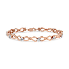Load image into Gallery viewer, 10K Rose Gold 1/2 cttw Diamond Cluster and Infinity Weave Link Bracelet (H-I Color, I2-I3 Clarity) - Size 7"