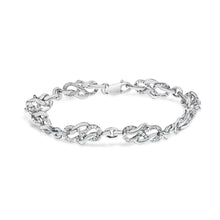 Load image into Gallery viewer, .925 Sterling Silver 1.0 Cttw Diamond Infinity Loop and Swirl Link Bracelet (I-J Color, I2-I3 Clarity) - 7.25" Inches