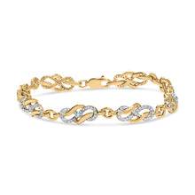 将图片加载到图库查看器,14K Yellow Gold Plated .925 Sterling Silver 1.0 Cttw Diamond Infinity Loop and Swirl Link Bracelet