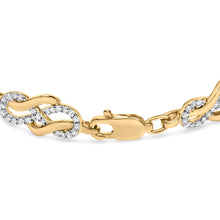 将图片加载到图库查看器,14K Yellow Gold Plated .925 Sterling Silver 1.0 Cttw Diamond Infinity Loop and Swirl Link Bracelet