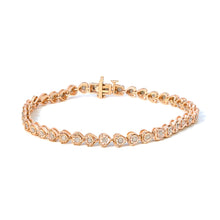 Load image into Gallery viewer, .925 Sterling Silver 1.0 Cttw Miracle Set Diamond Heart-Link 7" Tennis Bracelet (I-J Color, I2-I3 Clarity)