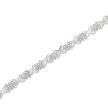 Load image into Gallery viewer, .925 Sterling Silver 1-1/2 Cttw Diamond Cluster X Link 7" Tennis Bracelet (I-J color, I3 clarity)