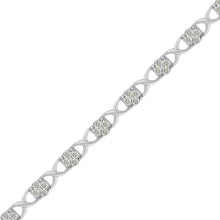 Load image into Gallery viewer, Sterling Silver Rose-Cut Diamond Love Locks Link Bracelet (1.00cttw,I-J color,I3-Promo clarity)