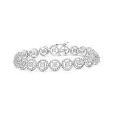 Load image into Gallery viewer, .925 Sterling Silver 1/2 Cttw Diamond Nested Circle Miracle Set Open Wheel 7" Fashion Link Bracelet (I-J Color, I3 Clarity)