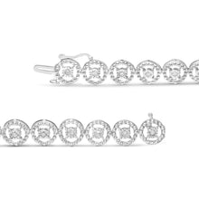 Load image into Gallery viewer, .925 Sterling Silver 1/2 Cttw Diamond Nested Circle Miracle Set Open Wheel 7" Fashion Link Bracelet (I-J Color, I3 Clarity)