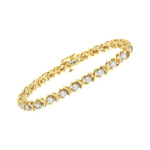 Load image into Gallery viewer, 10K Yellow Gold Plated Sterling Silver 1 cttw Diamond Link Bracelet (J-K Clarity, I1-I2 Color) - Size 7"
