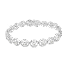 Load image into Gallery viewer, .925 Sterling Silver 1.0 Cttw Diamond Nested Circle Miracle Set Open Wheel 7" Fashion Link Bracelet (I-J Color, I3 Clarity)