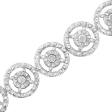 Load image into Gallery viewer, .925 Sterling Silver 1.0 Cttw Diamond Nested Circle Miracle Set Open Wheel 7" Fashion Link Bracelet (I-J Color, I3 Clarity)