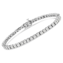 Load image into Gallery viewer, .925 Sterling Silver 1.0 Cttw Miracle-Set Diamond Round Faceted Bezel Tennis Bracelet (I-J Color, I3 Clarity) - 7"