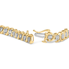 Load image into Gallery viewer, 14K Yellow Gold Plated .925 Sterling Silver 1/2 Cttw Round Miracle-Set Diamond S-Curve Tennis Bracelet (I-J Color, I3 Clarity) - 7"