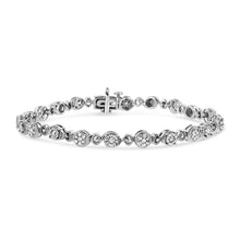 Load image into Gallery viewer, .925 Sterling Silver 1.0 Cttw Diamond Swirl Beaded Link Bracelet (I-J Color, I3-Promo Clarity) - 7.25" Inches
