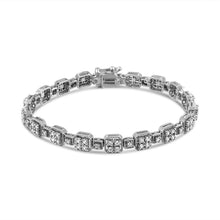 将图片加载到图库查看器,10K White Gold 2.0 Cttw Diamond Square Link Bracelet (J-K Color, I2-I3 Clarity) - Size 7.25"