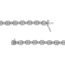 将图片加载到图库查看器,10K White Gold 2.0 Cttw Diamond Square Link Bracelet (J-K Color, I2-I3 Clarity) - Size 7.25"