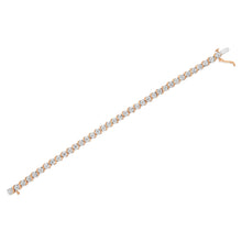 将图片加载到图库查看器,14K Rose Gold Plated .925 Sterling Silver 1/10 Cttw Diamond Round Miracle Plate and "S" Link Tennis Bracelet (I-J Color, I2- I3 Clarity) - 7"