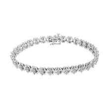 Load image into Gallery viewer, .925 Sterling Silver 1.0 Cttw Diamond Miracle-Set X-Link 7" Tennis Bracelet (I-J Color, I3 Clarity)