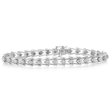 Load image into Gallery viewer, Sterling Silver Diamond Wave-Style Link Bracelet (0.5 cttw, I-J Color, I3 Clarity)