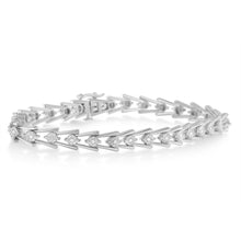 Load image into Gallery viewer, Sterling Silver Diamond Wave-Style Link Bracelet (0.5 cttw, I-J Color, I3 Clarity)