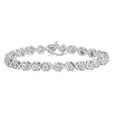 将图片加载到图库查看器,.925 Sterling Silver 1/4 Cttw Miracle Set Diamond "X" Link Bracelet (I-J Color, I3 Clarity) - 7.25"