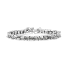 Load image into Gallery viewer, .925 Sterling Silver 2.0 Cttw Diamond 7" Round Miracle Plate Link Bracelet (I-J Color, I2-I3 Clarity)