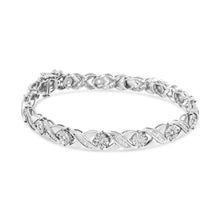 将图片加载到图库查看器,.925 Sterling Silver 1.0 Cttw Round-Brilliant and Baguette Cut Diamond Miracle-Set X-Link 7" Tennis Bracelet (I-J Color, I2-I3 Clarity)