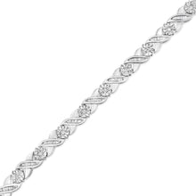 将图片加载到图库查看器,.925 Sterling Silver 1.0 Cttw Round-Brilliant and Baguette Cut Diamond Miracle-Set X-Link 7" Tennis Bracelet (I-J Color, I2-I3 Clarity)