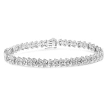 Load image into Gallery viewer, .925 Sterling Silver 1.0 Cttw Chevron 2 Stone Arrow Link Tennis Bracelet (I-J Color, I3 Clarity) - 7â€