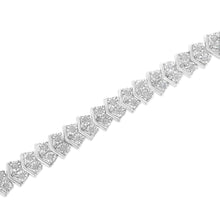 Load image into Gallery viewer, .925 Sterling Silver 1.0 Cttw Chevron 2 Stone Arrow Link Tennis Bracelet (I-J Color, I3 Clarity) - 7â€